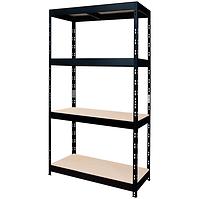 Metalni skladišni regal sa zakovicama crni 180x90x45 cm – 4 polica/200 kg