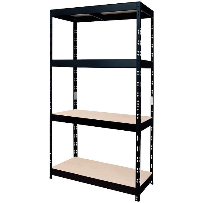 Metalni skladišni regal sa zakovicama crni 180x90x45 cm – 4 polica/200 kg