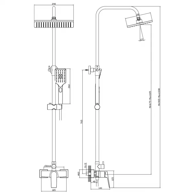 Tuš set Royal Black Rose Gold,2