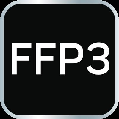 Maska za prašinu, FFP3 s ventilom, silikonska brtva s unutarnje strane, 3 kom.