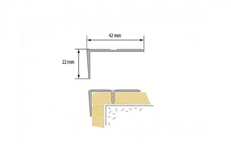 Stepnica profil s utorom LSSR 42X22 1,0m srebro