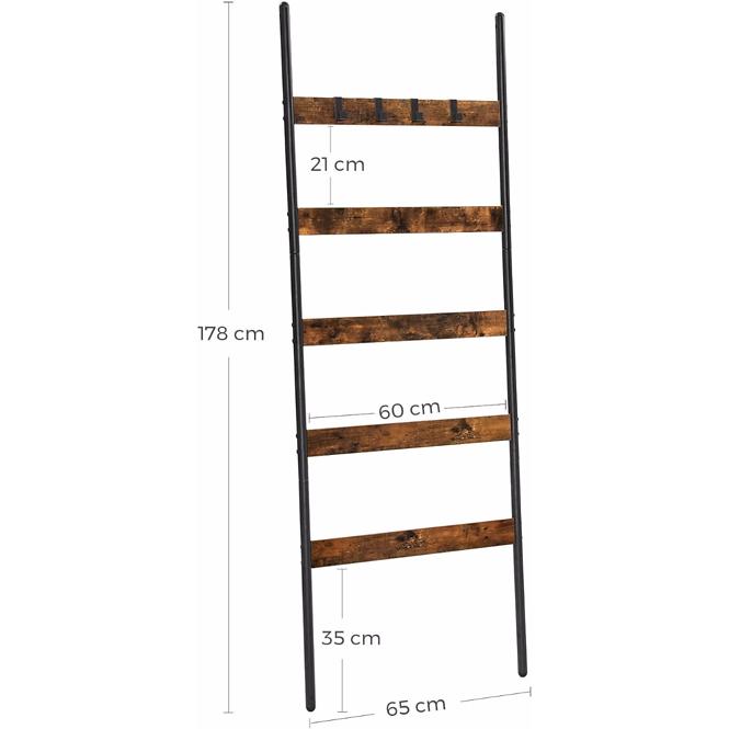 Ljestve za kupaonicu Rustic 2 smeđa/crna 60x176,2