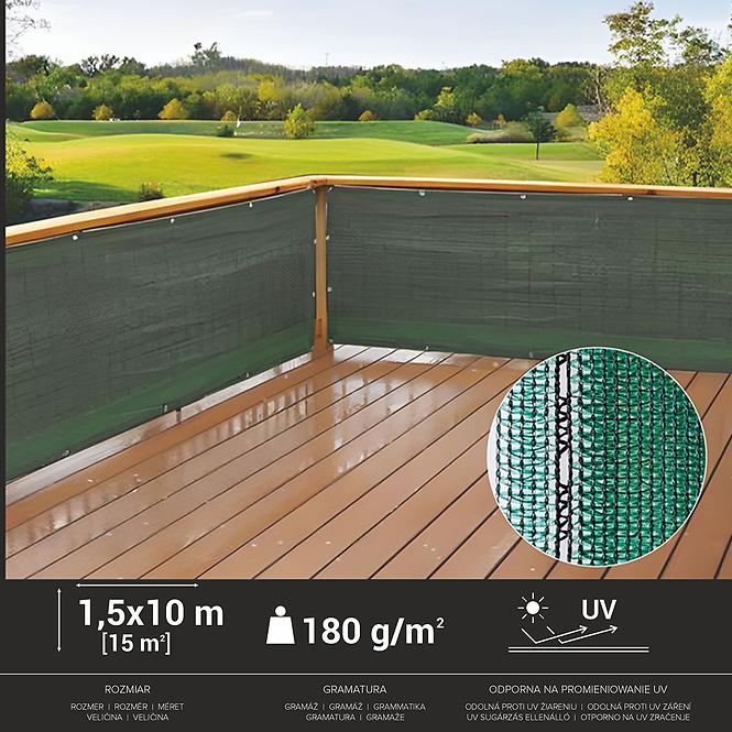 Mreža za zasjenjivanje 1,5x10 m 180g/m2 tamnozelena