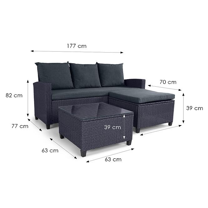 Set od umjetnog ratana Skipper crna