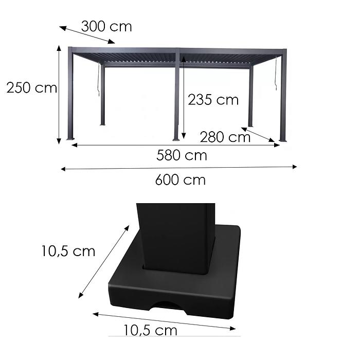 Vrtni paviljon / pergola Merkury Max 3x6x2,5m