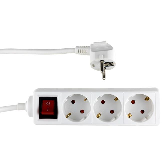 PRODUŽNI KABEL S UTIČNICAMA BIJELE BOJE SCHUKO 3XG 3M 3