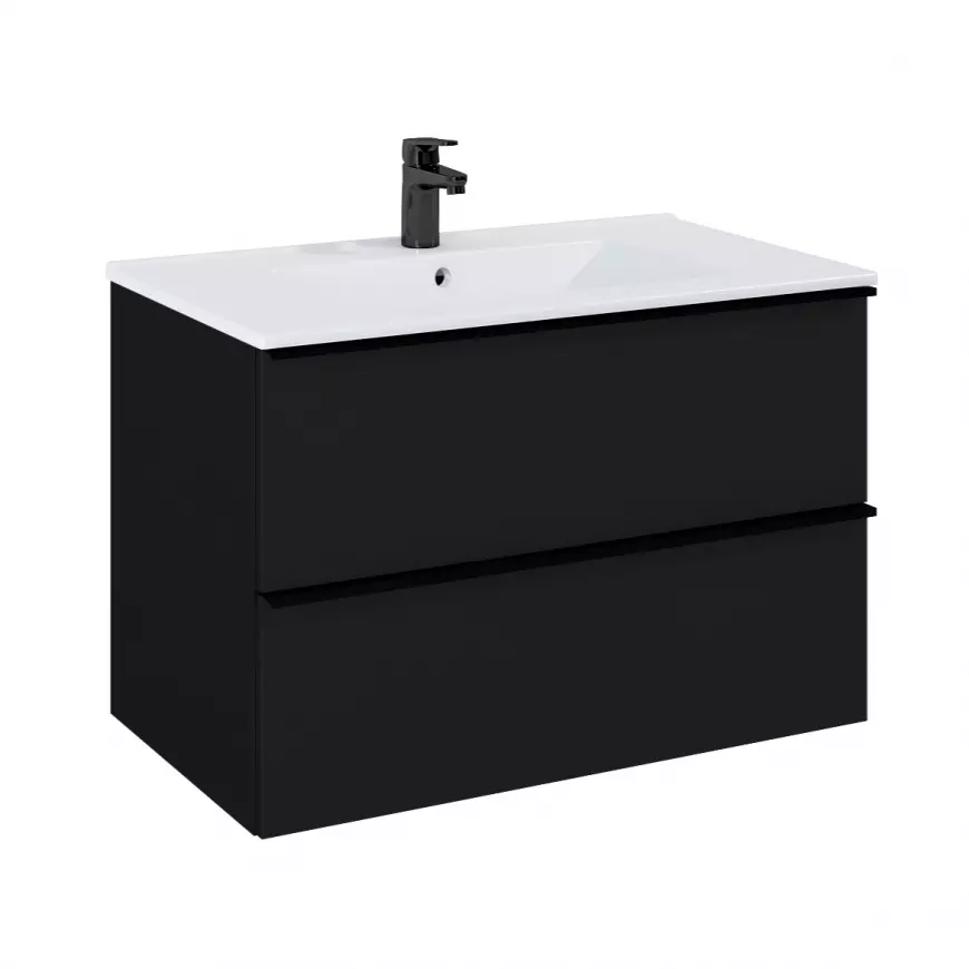 Kupaonski set ormarić s umivaonikom Merkado 80 2S Black Matt