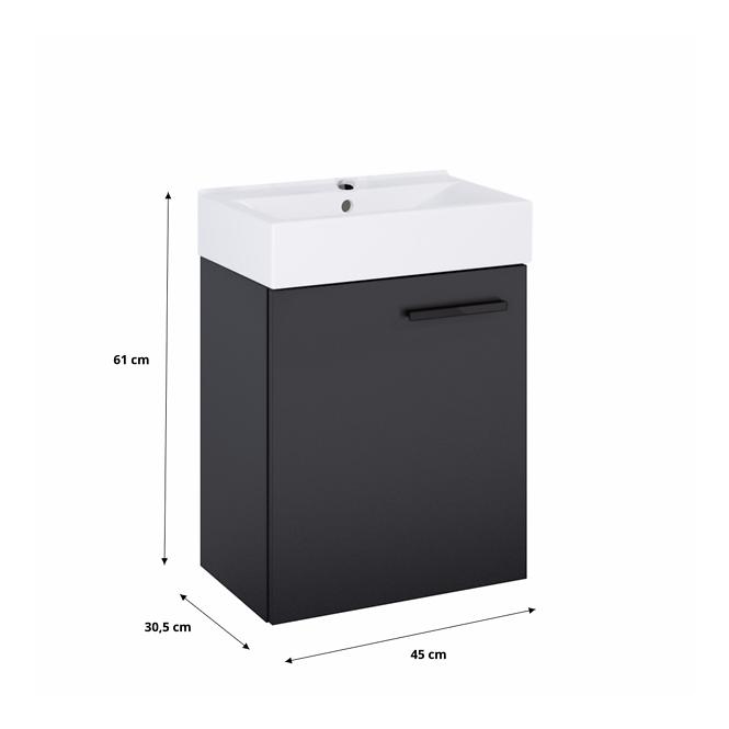 Kupaonski set ormarić s umivaonikom Mini 45 Black Matt (ručka Black Matt)