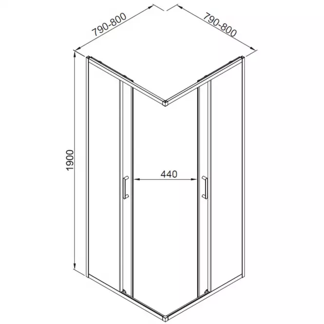 Tuš kabina Rio 80x80x190 black,2