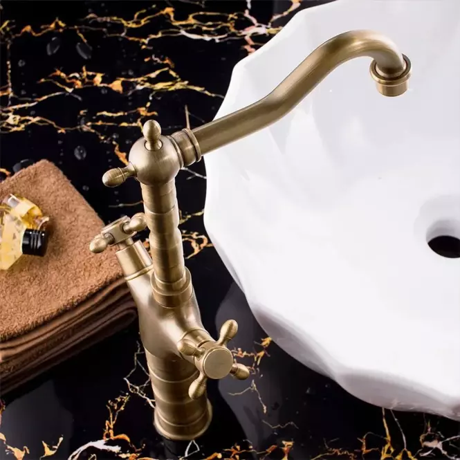 Slavina za sudoper i umivaonik Rea Rustico antik zlatna,2