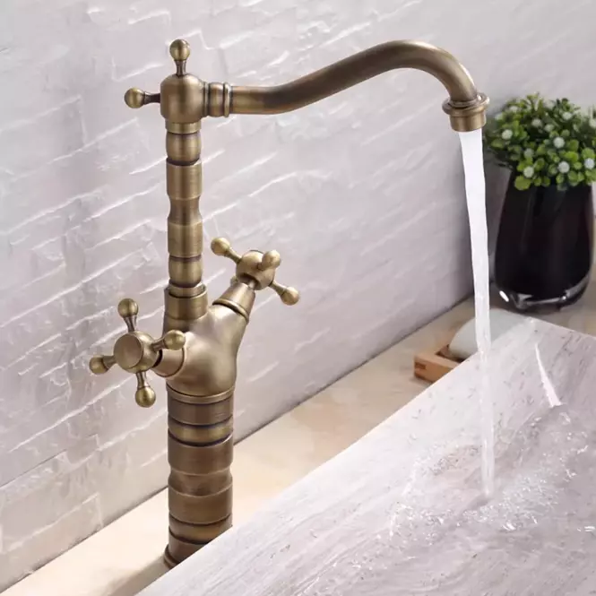 Slavina za sudoper i umivaonik Rea Rustico antik zlatna,7