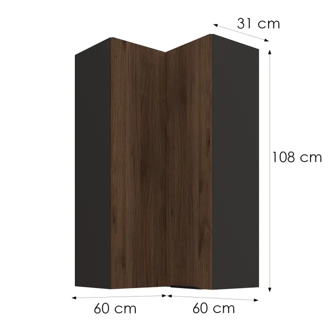 Kuhinjski ormarić Monza orah okapi 60x60 GN-108 2F (90°),3