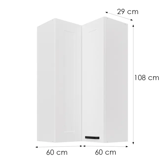 Kuhinjski ormarić Luna bijeli mat/bijeli 60x60 GN-108 2F (90°),3