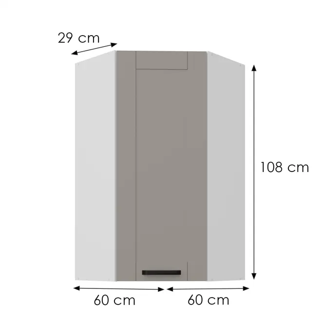 Kuhinjski ormarić Luna claygrey/bijeli 60x60 GN-108 1F (45°),2