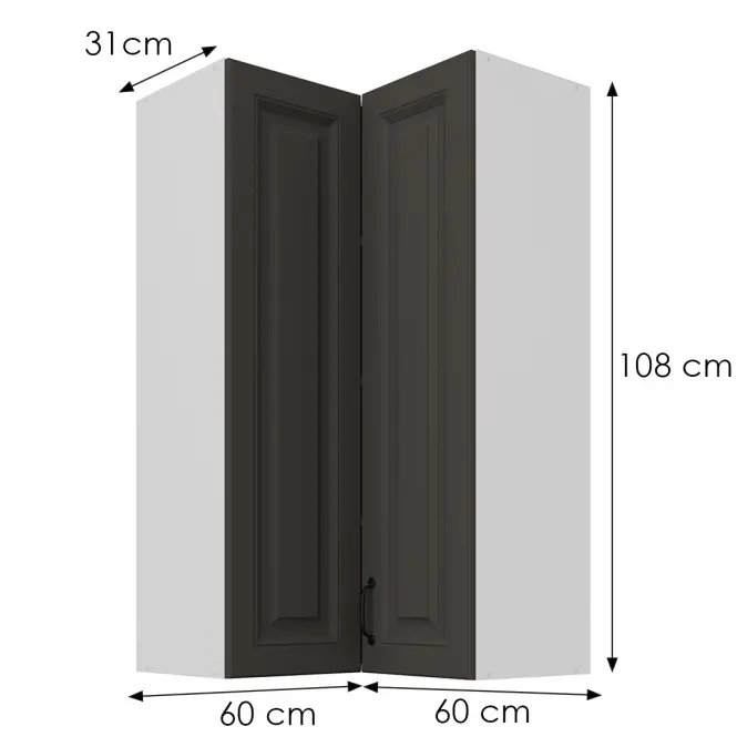 Kuhinjski ormarić Stilo grafit mat/bijeli 60x60 GN-108 2F (90°),3