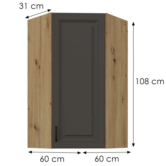 Kuhinjski ormarić Stilo grafit mat/artisan 60x60 GN-108 1F (45°),3