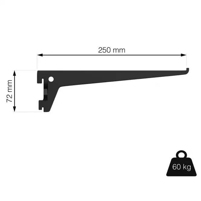 Nosač 250 mm crna mat