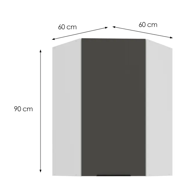 Kuhinjski ormarić Aria-GR/WH anti fingerprint 60x60 GN-90 1F (45°)