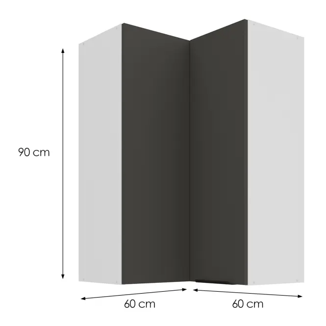 Kuhinjski ormarić Aria-GR/WH anti fingerprint 60x60 GN-90 2F (90°)