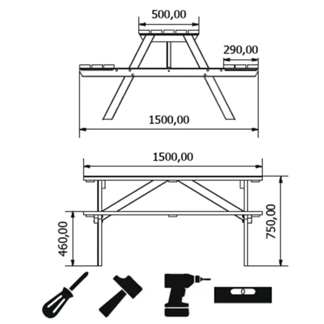 Set za piknik 150x151x75 cm