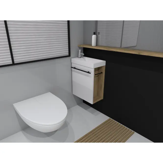 Ormarić za kupaonicu s umivaonikom Wc Mari 40 cm bijela/hrast