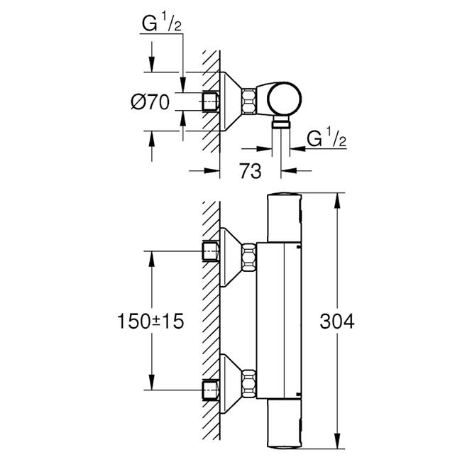 Zidna slavina za tuš s termostatom Precision start