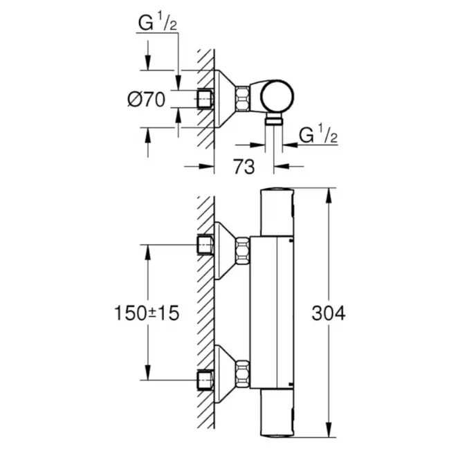 Zidna slavina za tuš s termostatom Precision start,2