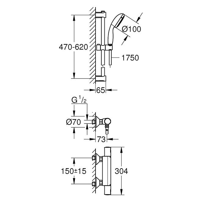 Zidna slavina za tuš s termostatom Precision start