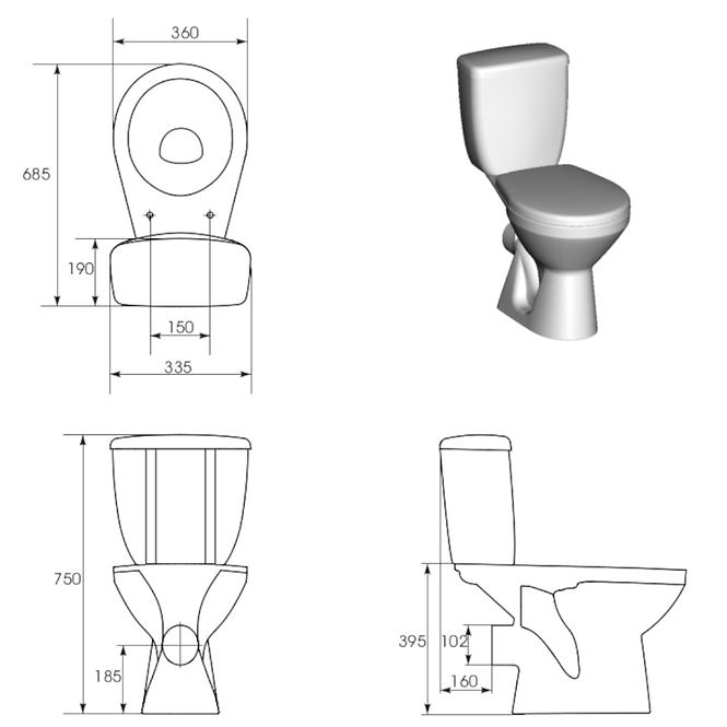 Wc monoblok 373  3/6l