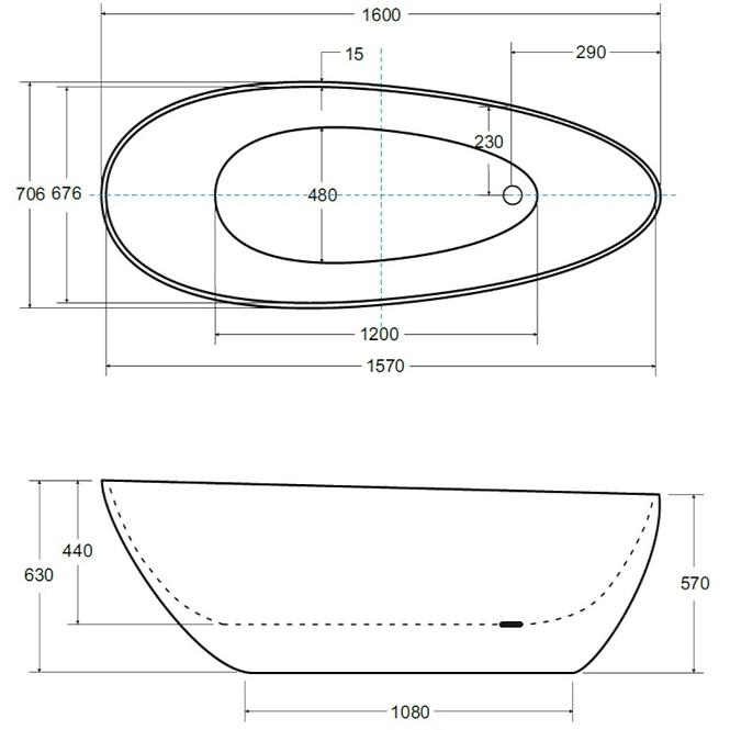 Kada Goya 160x70 bijela + klik-klak