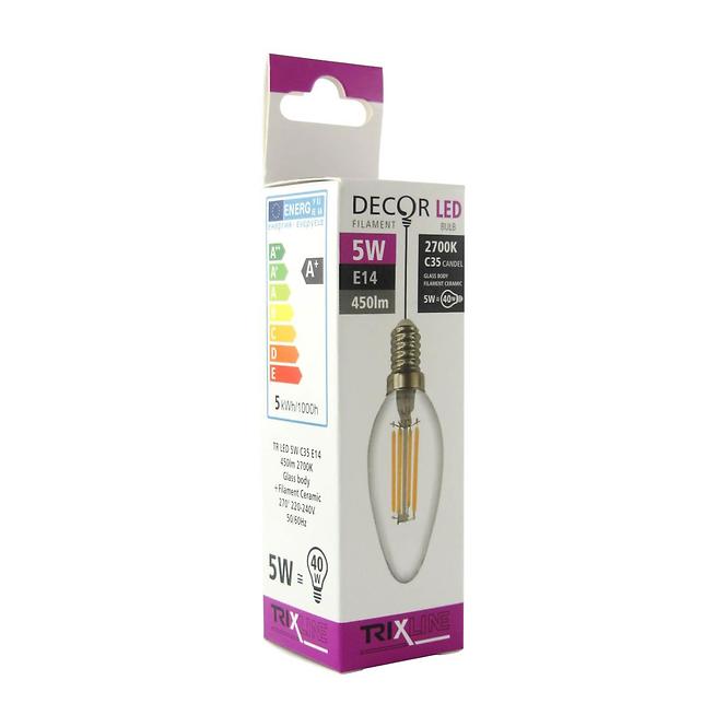 Žarulja Filament LED TR 5W-C35 E14 2700K