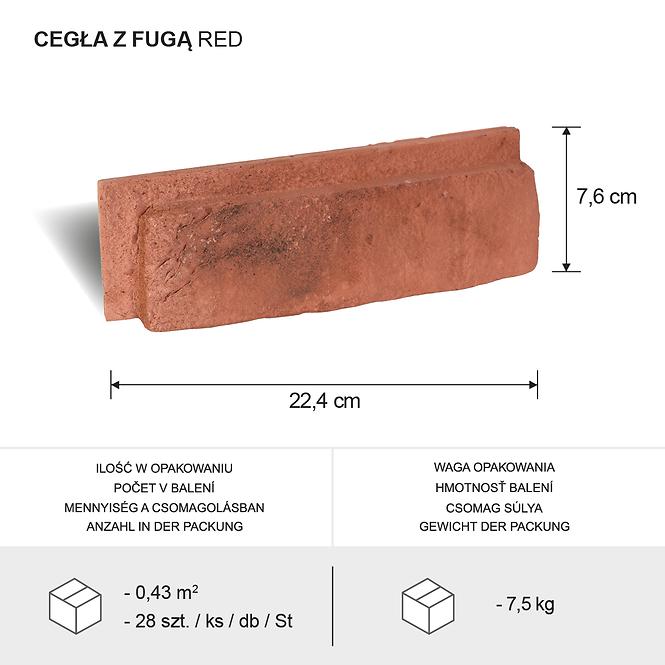 Gipsani kamen Cigla Cervena s fugom, pak=0,43m2