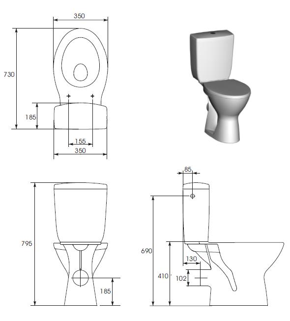 Wc monoblok Senator 210 vodo. + wc daska