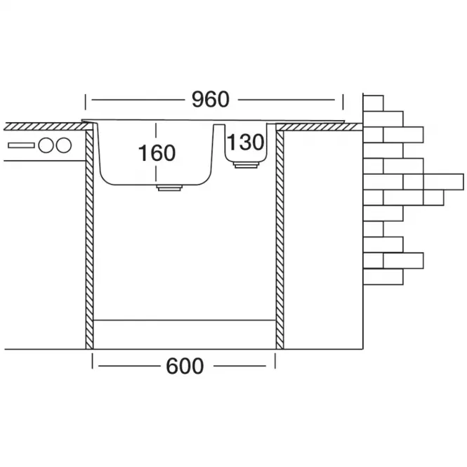 Sudoper oberon ec 318+sifon 490/960,4