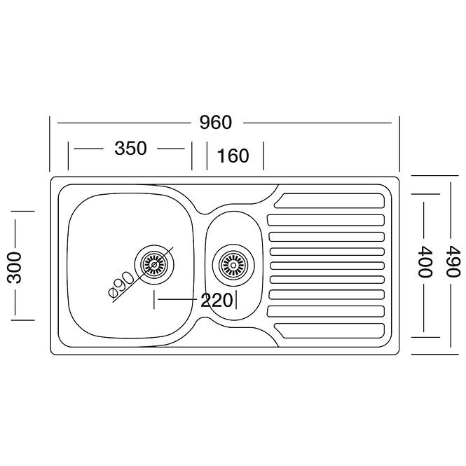 Sudoper oberon ec 318d saten +sifon 490/960