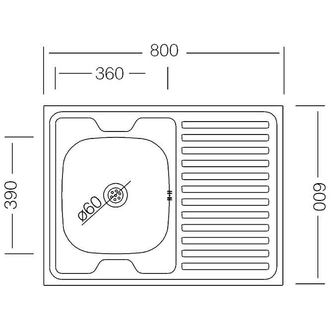 Sudoper 1 korito 80/60 n120 lijevi + sifon s700k