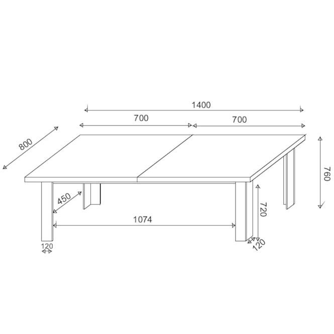 STÓŁ KEN 140X80 DĄB CRAFT ZŁOTY/BIAŁY