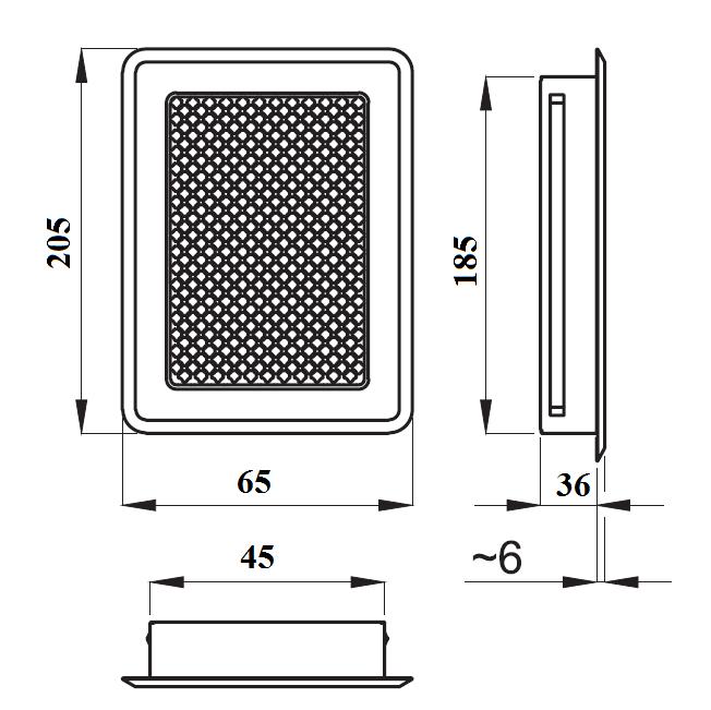 Rešetka za kamin KO-ML-Ami antik mesing  65x205