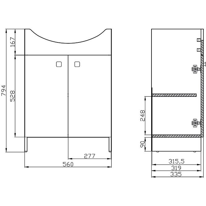 Set Rubid umivaonik s ormarićem CERSANIA 60, bijela