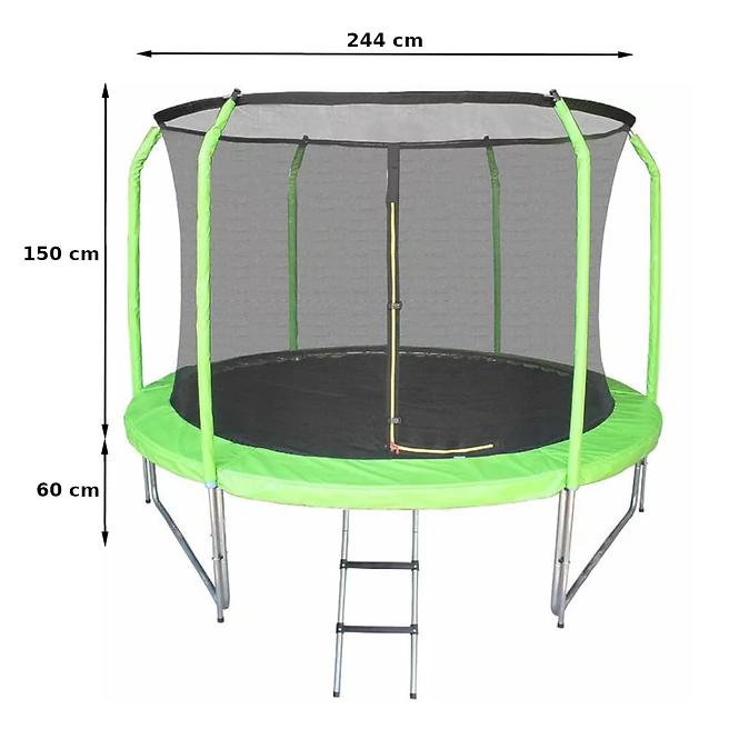 Trampolin s ljestvama 244cm zelena