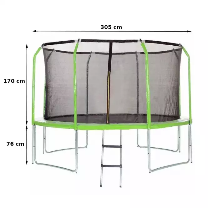 Trampolin s ljestvama 305cm zelena