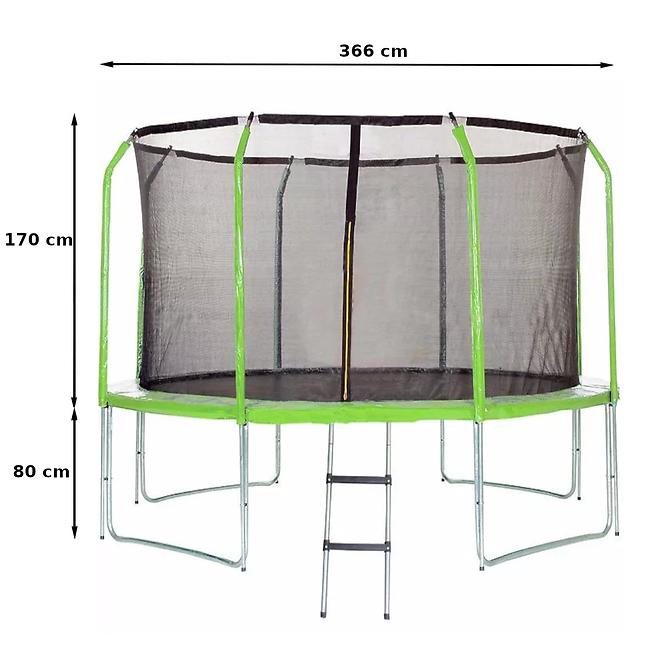 Trampolin s ljestvama 366cm zelena