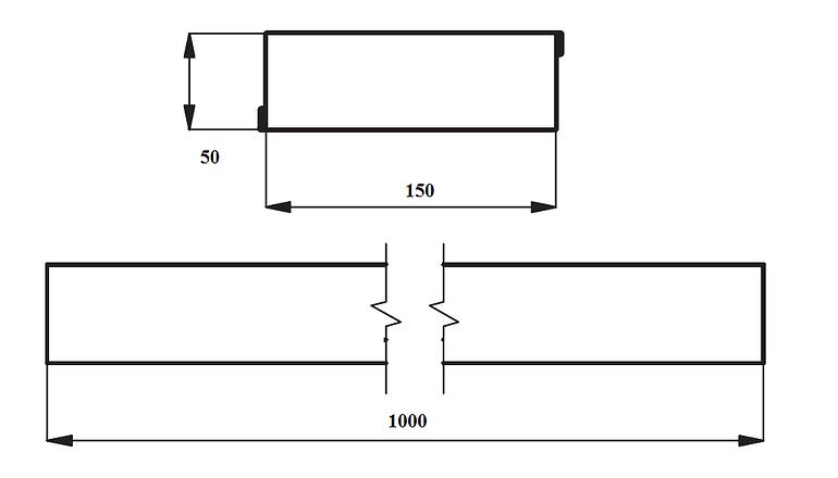 Ventilacijska kanalica plosnata KP150/50/1000-OC