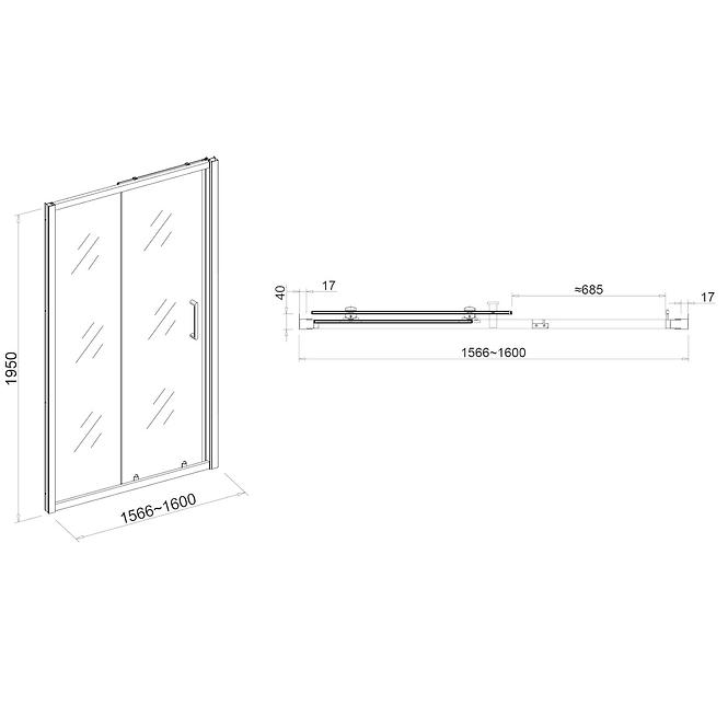 Tuš vrata Patio 160x195 chr