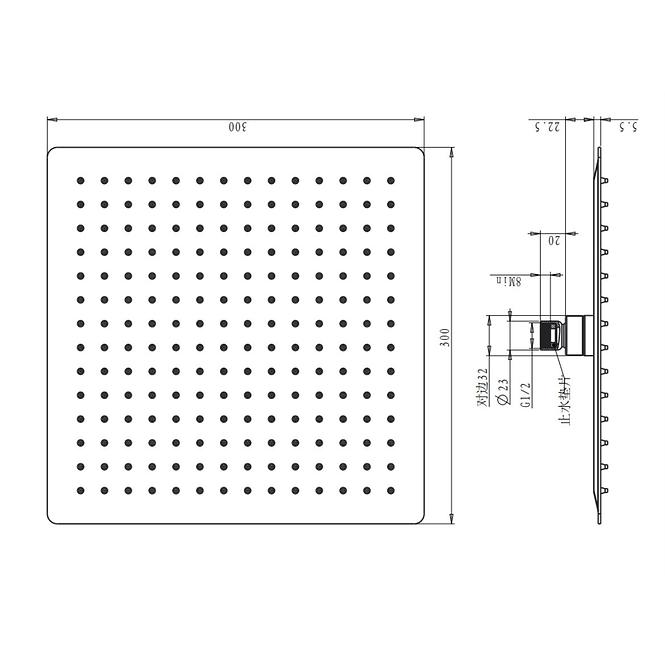 IM-80802-30CMGLAVA TUŠA KUBIČNI 30X30CM