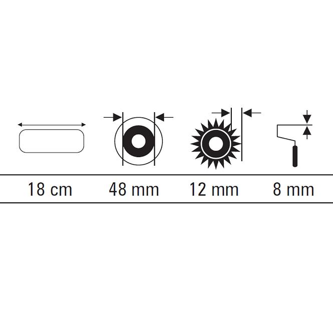 Valjak sa sintetičkim vlaknima 18 cm (crvena crte)