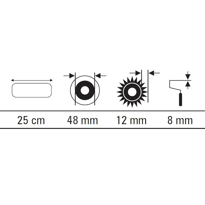 Valjak sa sintetičkim vlaknima 25cm (crvena crte)