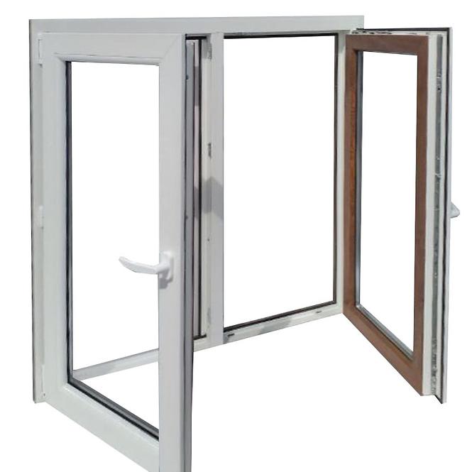 Dvokrilni prozor 146,5x143,5cm/simetrični/bijeli/zlatni hrast