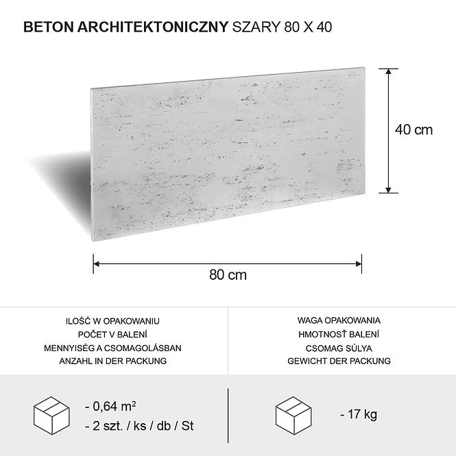 Arhitektonski Beton 80x40x1,5 siva