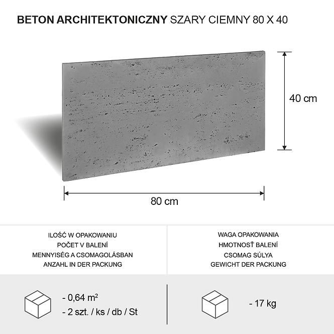 Arhitektonski Beton 80 x 40 x 1,5 Siva Tamno